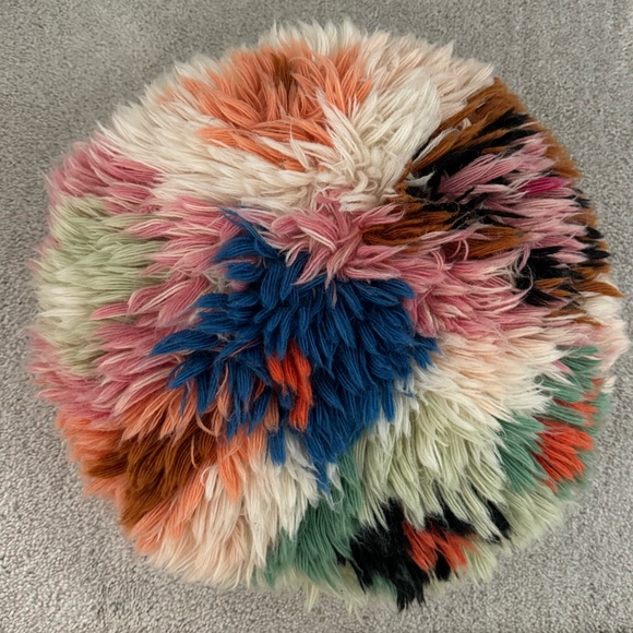 ANTHROPOLOGIE Camou Shag Pillow - ~17" diameter - Picture 1 of 5